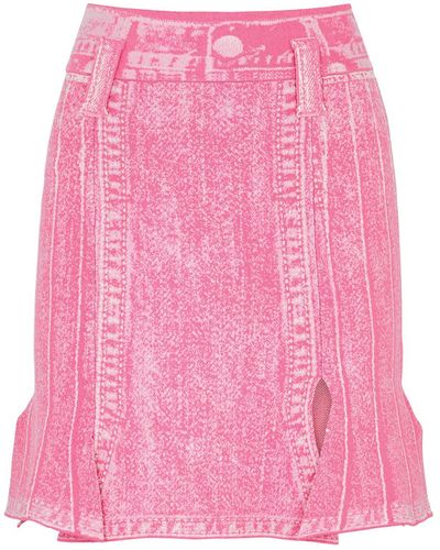 Ph5 Dahlia Intarsia Stretch-knit Mini Skirt - Pink