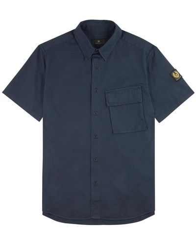 Belstaff Scale Logo Twill Shirt - Blue