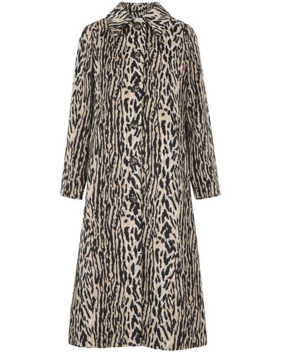 RIXO London Milly Leopard-print Faux Fur Coat - Gray