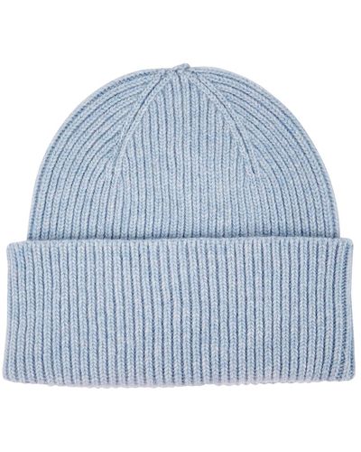 COLORFUL STANDARD Ribbed Wool Beanie - Blue