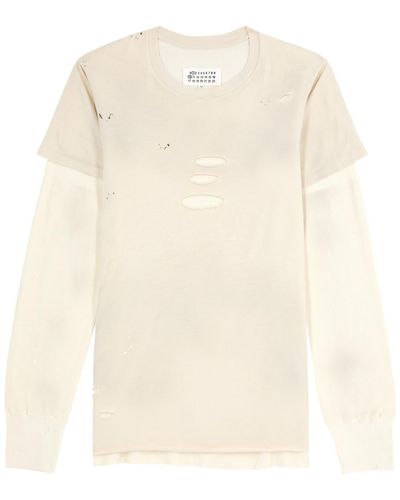 Maison Margiela Distressed Layered Cotton Top - Natural