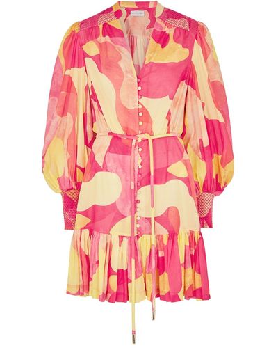 Rebecca Vallance Toretta Printed Cotton Mini Dress - Pink