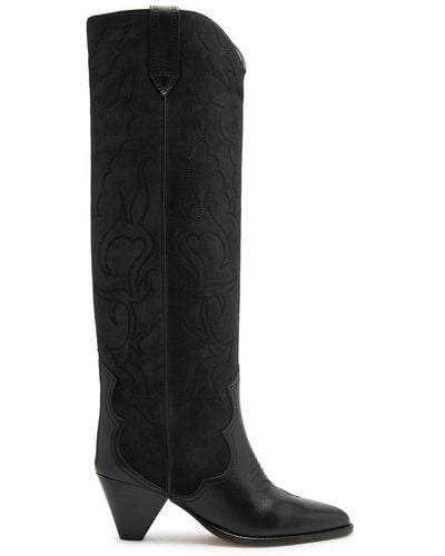 Isabel Marant Leila 65 Suede Knee-high Boots - Black