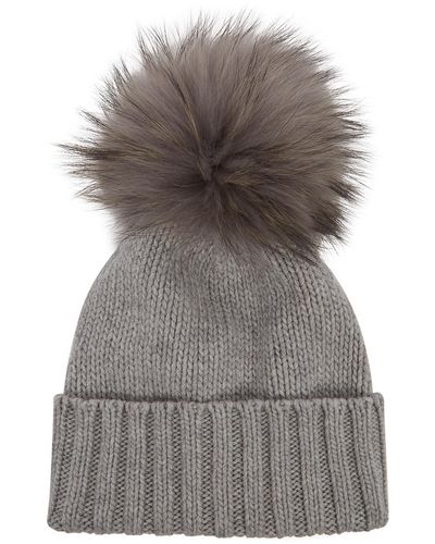 Inverni Giulietta Pompom Cashmere Beanie - Gray