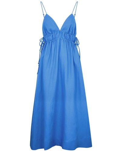 Casa Raki Rita Linen Midi Dress - Blue