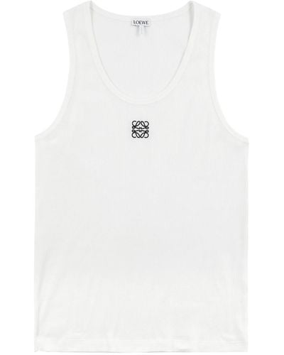 Loewe Logo-Embroidered Stretch-Cotton Tank - White