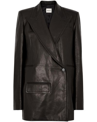 Khaite Jacobson Leather Blazer - Black