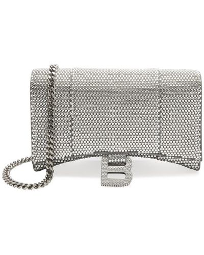 Balenciaga Hourglass Crystal-embellished Wallet-on-chain - Grey