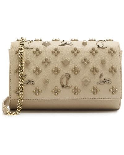 Christian Louboutin Paloma Embellished Leather Clutch - Natural