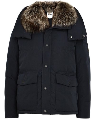 Yves Salomon Quilted Fur-trimmed Shell Jacket - Black