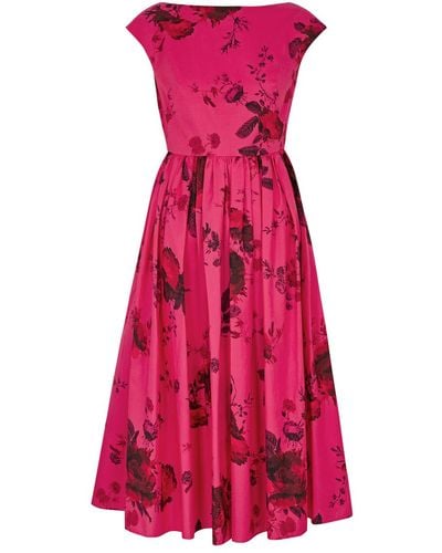 Erdem Floral-print Cotton Midi Dress - Pink