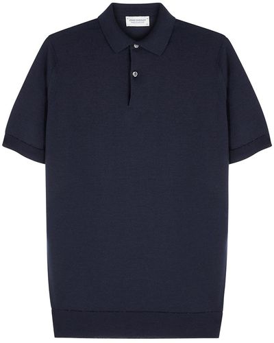 John Smedley Payton Wool Polo Shirt - Blue