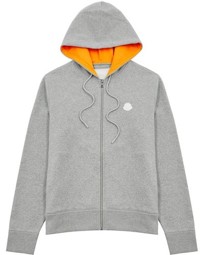 Moncler Logo Hooded Cotton Sweatshirt - Grey