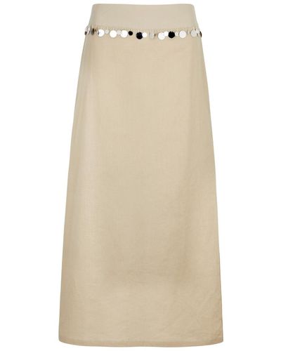 GIMAGUAS Donna Embellished Linen-Blend Maxi Skirt - Natural