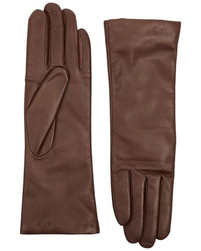 Agnelle Christina Leather Gloves - Brown