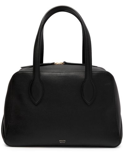 Khaite Maeve Medium Leather Top Handle Bag - Black