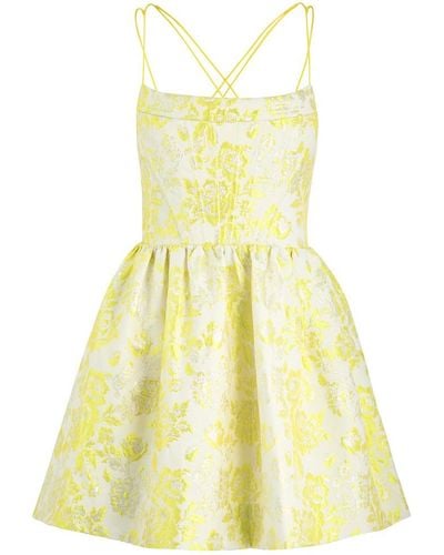 Alice + Olivia Nat Floral Brocade Mini Dress - Yellow