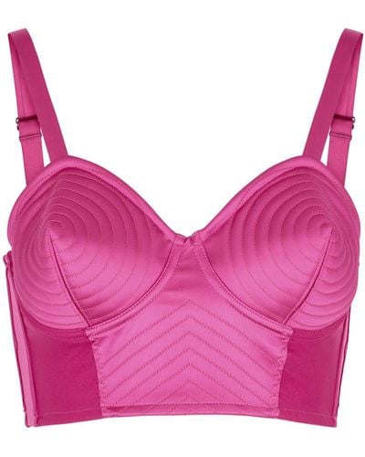 Jean Paul Gaultier Conical Panelled Satin Bra Top - Pink