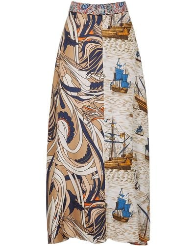 La Prestic Ouiston Paralong Printed Silk-twill Maxi Skirt - Multicolour