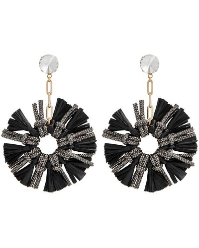 Rosantica Lula Embellished Clip-on Drop Earrings - Black