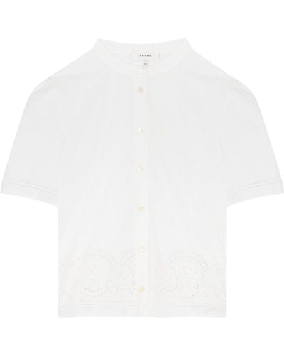 FRAME Broderie Anglaise Cotton Shirt - White