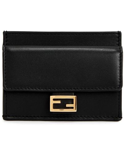 Fendi Ff Leather Card Holder - Black