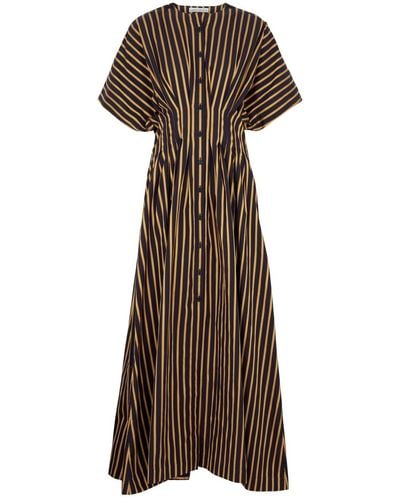 Palmer//Harding Exhale Striped Cotton Maxi Dress - Brown