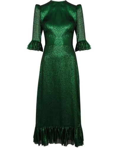 The Vampire's Wife The Falconetti Silk-Blend Lamé Midi Dress - Green