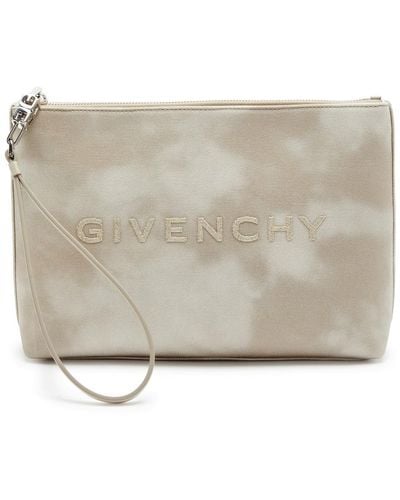 Givenchy Logo-embroidered Canvas Cosmetics Pouch - Grey