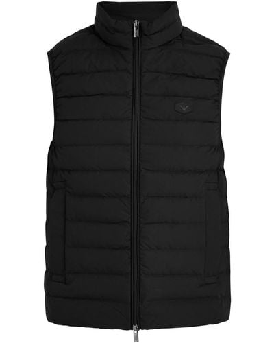 Emporio Armani Logo Quilted Shell Jacket - Black