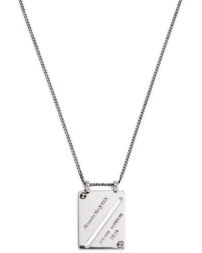 Alexander McQueen Identity Tag Engraved Necklace - Metallic