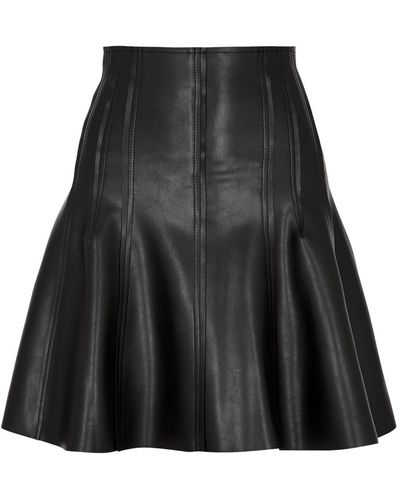 Norma Kamali Grace Faux Leather Mini Shirt - Black