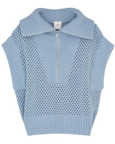 Varley Mila Open-Knit Cotton Vest - Blue