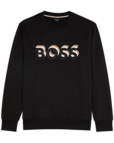 BOSS Logo Cotton Sweatshirt - Black
