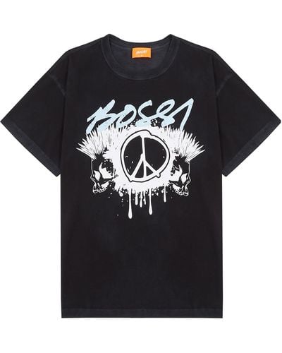BOSSI SPORTSWEAR Peace In Death Black Logo Cotton T-shirt