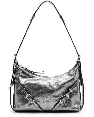 Givenchy Voyou Mini Metallic Leather Shoulder Bag - Grey