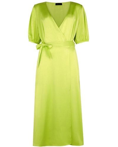 Stine Goya Elina Satin-crepe Wrap Dress - Green