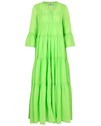 Devotion Manousia Tiered Cotton Maxi Dress - Green