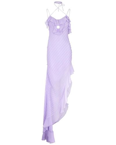De La Vali Magdalena Asymmetric Chiffon Maxi Dress - Purple