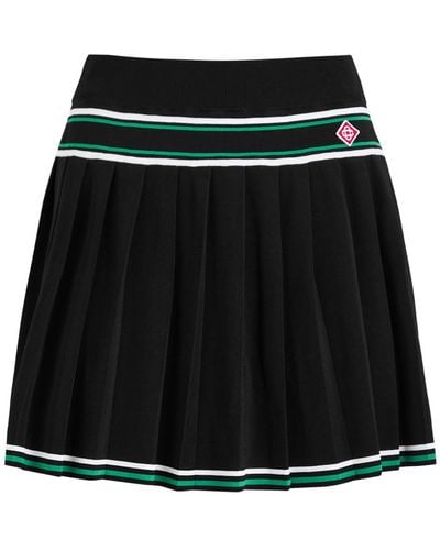 Casablancabrand Pleated Stretch-Knit Mini Skirt - Black