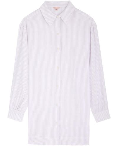 Eberjey Nautico Striped Woven Night Shirt Dress - White