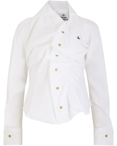 Vivienne Westwood Drunken Gathered Cotton Shirt - White