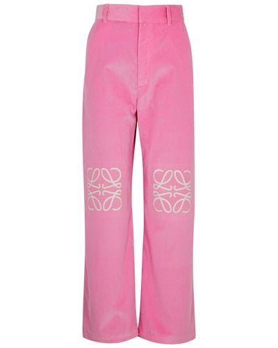 Loewe Anagram Wide-leg Corduroy Trousers - Pink