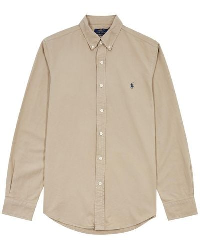 Polo Ralph Lauren Logo-Embroidered Cotton Oxford Shirt - Natural