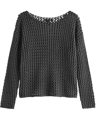 Eileen Fisher Open-Knit Cotton Sweater - Black