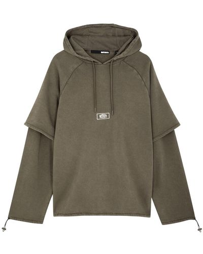 ROTATE SUNDAY Enzyme Layered Hooded Cotton Sweatshirt - Green