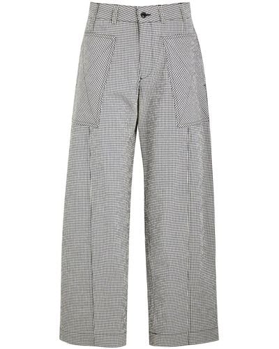 YMC Peggy Checked Cotton-Blend Trousers - Grey