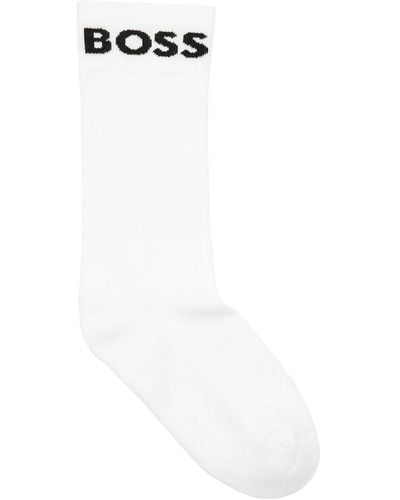 BOSS Sport Logo Cotton-Blend Socks - White