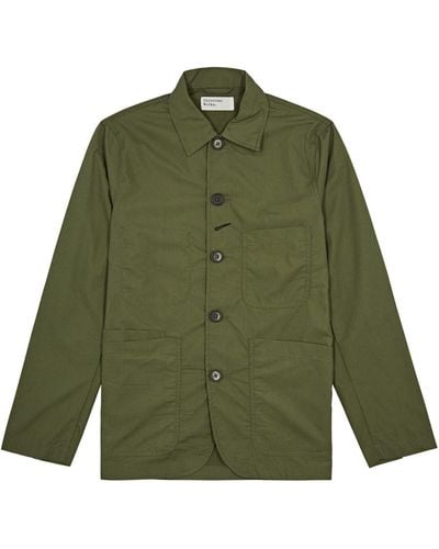 Universal Works Bakers Brushed Twill Overshirt - Green