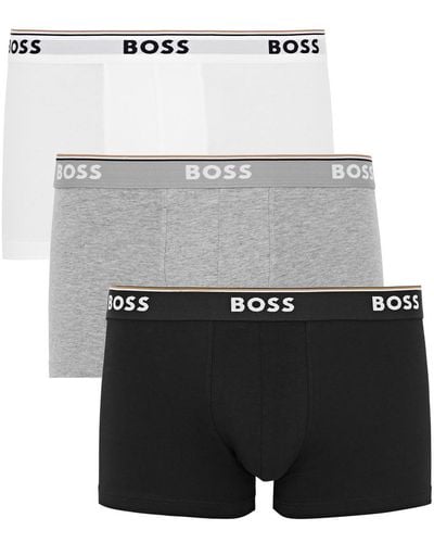 BOSS Stretch-Cotton Boxer Trunks - Grey